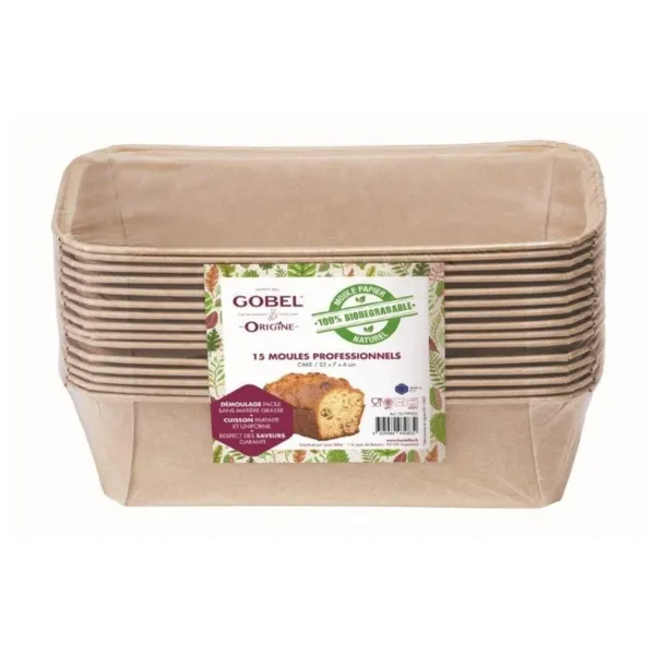 Moldes desechables de papel para bizcochos - 23,3 x 11 x 6,5 cm - Lote de 15