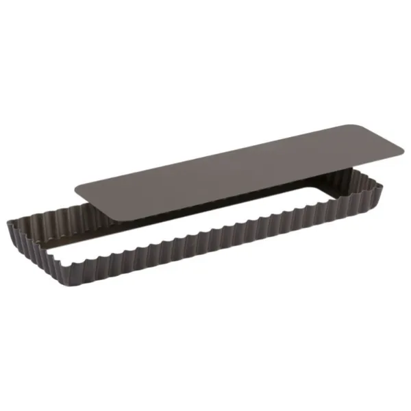 Molde Rectangular para Tarta Acanalado con Fondo Móvil - 350 x 110 mm