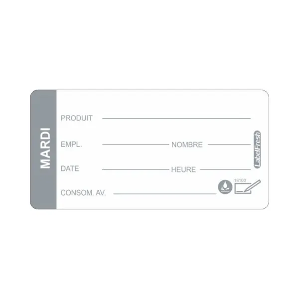 Etiqueta de Trazabilidad LabelFresh Soluble Pro - Martes - 60 x 30 mm - Lote de 250