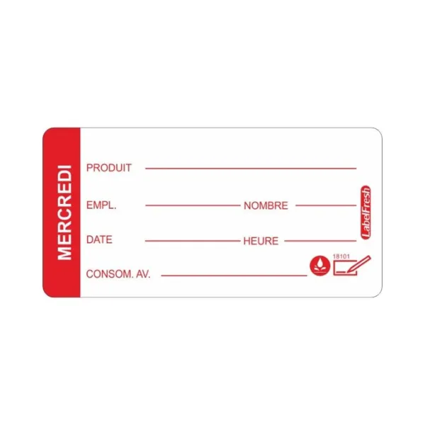 Etiqueta de Trazabilidad LabelFresh Soluble Pro - Miércoles - 60 x 30 mm - Lote de 250