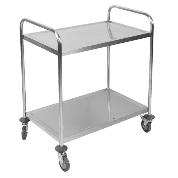 Carro de Servicio Inox 2 Estantes 860 x 540 x 950 mm, Carga 70 kg, 4 Ruedas, Restauración CHR
